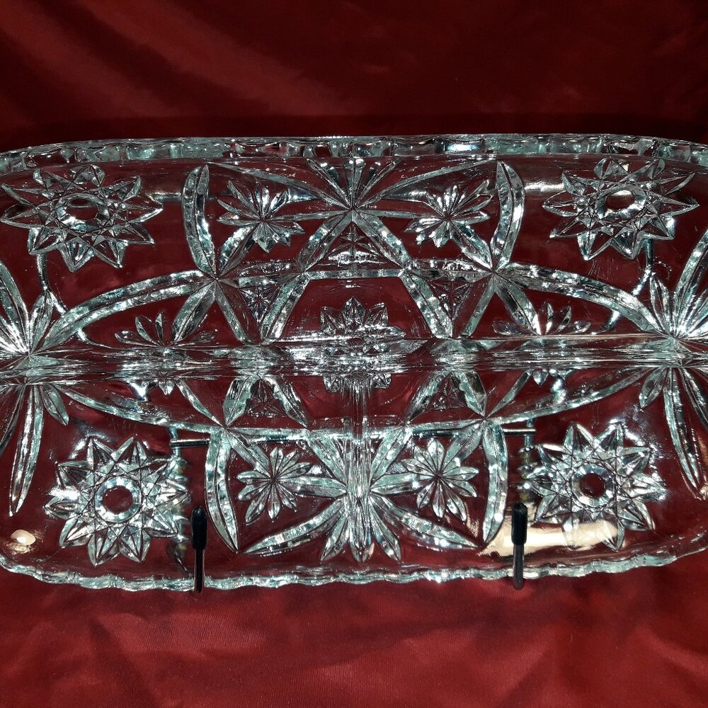 Anchor Hocking Early American Prescut Star of David 3 Part Divided Dish Tray 12"